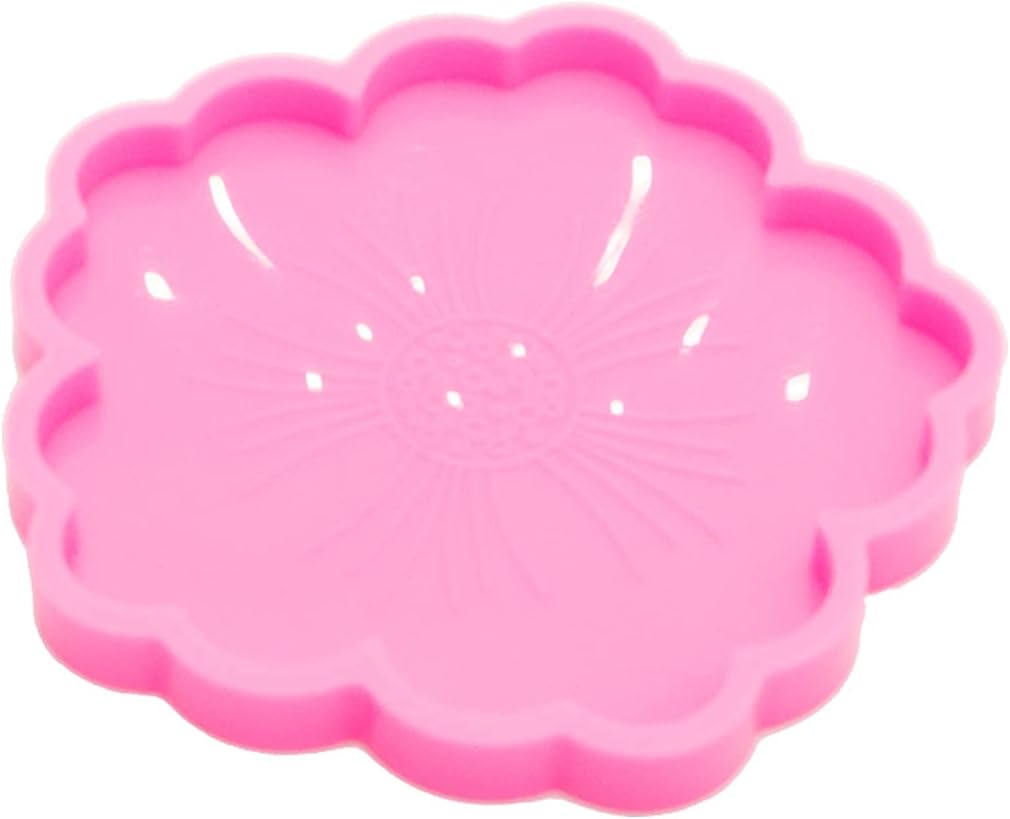 Shiny Glossy Peach Blossom Flowers Shape Silicone Mold Epoxy Resin Molds DIY Geode Coaster Agate Mould Resin Coaster Molds DIY Cup Mats Mold Home Decoration