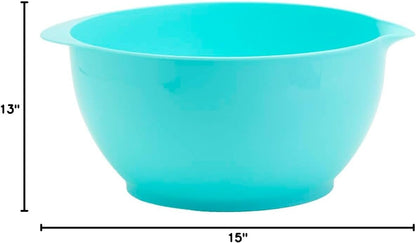 Basic Essentials 6 Piece Plastic Nesting Mixing Bowls with Colanders Set for Kitchen, Baking, Prepping, Cooking, Space Saving Storage, Multiple Sizes, Pink, Mint Green & Light Blue