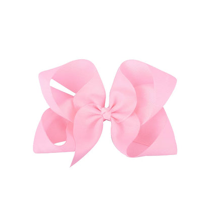 DEEKA 12 PCS 6" Big Hand-made Grosgrain Ribbon Hair Bow Alligator Clips Hair Accessories for Little Teen Toddler Girls - Light Pink