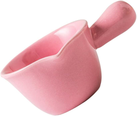 ULTECHNOVO Ceramic Milk Pan with Handle Mini Cookware for Porridge Casserole and Soup Pink Ceramic Pot for Individual Serving and Easy Cleaning