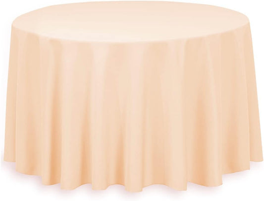 Linenlanding 108" Inch Round Polyester Tablecloths for Circular Table Cover for Wedding, Buffet Table, Parties, Holiday Dinner (1, Peach)
