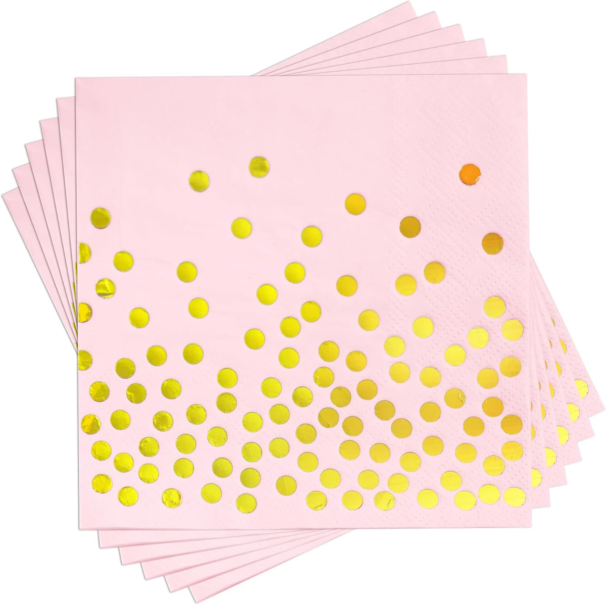 100 Pcs Pink Cocktail Napkins - Pink and Gold Paper Napkins Disposable for Birthday Bridal Shower Wedding Mother's Day Party