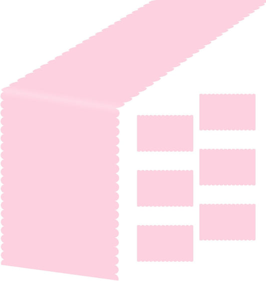 6 Pcs Light Pink Scalloped Table Runner Plastic 14 x 108 Inch Disposable Pink Runner for Table Wedding Baby Shower Birthday Party Decorations Scalloped Table Runner