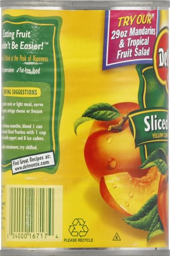 DEL MONTE Yellow Cling Sliced Peaches in Heavy Syrup, Canned Fruit, 15.25 oz Can