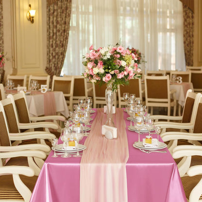 8 Pack Pink Satin Tablecloth 102 x 58 Inch Overlay Table Cove