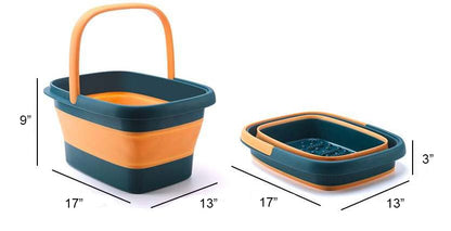 Collapsible Foot Soak Tub with Handle - Feet Soaking Tub - Pedicure Spa Foot Bath Basin - 4 Gallon Rectangular Polypropylene Bucket - Pink