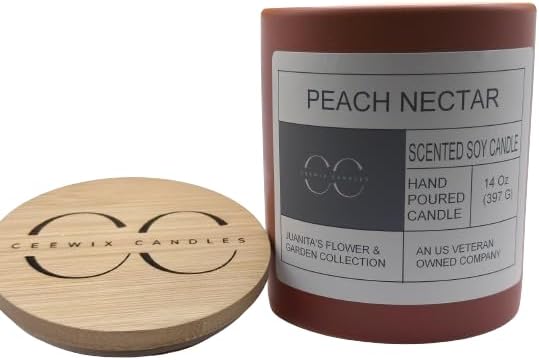 Peach Nectar 60 Hour Burn Time 2 Wick Soy Candle 12 Ounce. Gift idea for Any Occassion.