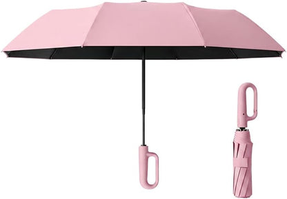RAINPOT Umbrella for Rain & Sun, Automatic Folding UV Umbrellas with Ring Handle, Compact Reverse Umbrella, UV-Blocking Canopy, Wind and Water Resistant Design for Daily Commute & Travel