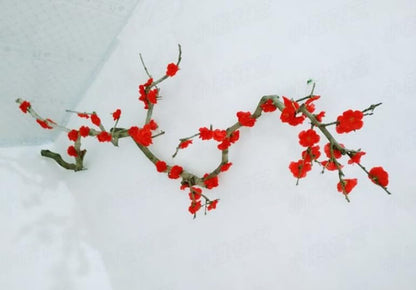 Rikyo 100 pcs Artificial Silk Cherry Blossom Flower Heads Spring Fake Plum Blossom Peach Blossom,Vase Fillers,Corsages for Wedding Decor,Nursery Wall,Archway Decor Wreath Garland Cake Ornaments (Red)