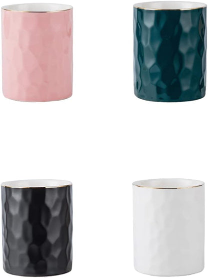 Ceramic Pen Holder Stand Cup Pencil Holder Organizer Makeup Brush Holders for Home Office Desk (Pink)