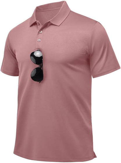 Men's Quick Dry Golf Polo Shirts Active Short Sleeve Lightweight Casual Collared T-Shirt