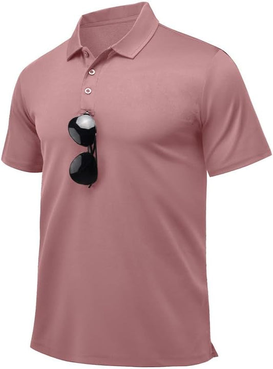 Men's Quick Dry Golf Polo Shirts Active Short Sleeve Lightweight Casual Collared T-Shirt