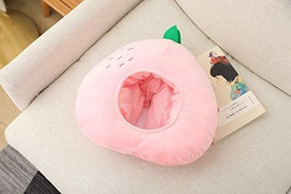 HIPIHOM Plush Fruit Headgear Hat Funny Novelty Hat Sleeping Pillow Toy Photo Props Warm Cosplay Costume Head Accessories