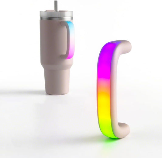 Stanley Cup Handle with 6-Color LED Lights, Compatible with 40oz/30oz Water Bottle Stanley Tumblers, Fun Glow Accessory for Nighttime & Parties, Use for Outdoor, Party, Home (Pink)
