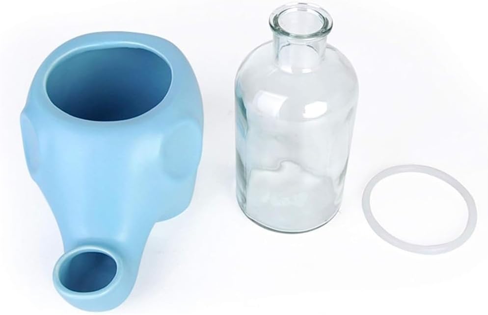 REAGAR Ceramic Cat Water Fountain w/Glass Bttle 500ml Automatic Pet Water Dispenser Ultra-Quiet Elephant Shape Pet Drinking Fountain for Cats Dogs - Won't Wet The Chin(Pink)