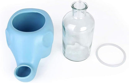 REAGAR Ceramic Cat Water Fountain w/Glass Bttle 500ml Automatic Pet Water Dispenser Ultra-Quiet Elephant Shape Pet Drinking Fountain for Cats Dogs - Won't Wet The Chin(Pink)