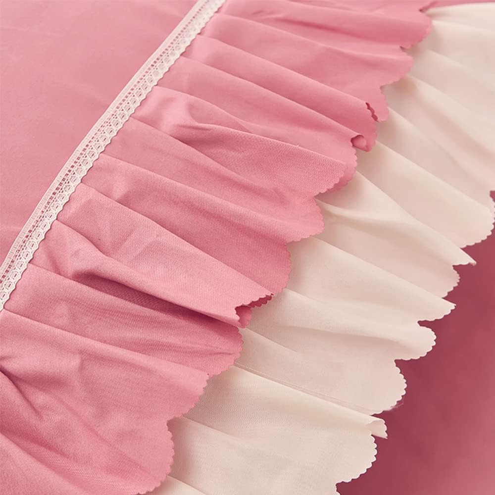 Queen Bed Sheet Set 3 Piece Ruffled Bed Skirt Sheet Set with 2 Pillowcases Up to Around 15" Deep Pocket Sheets Lightweight Pleated Bed Sheets for Double Single Bedding