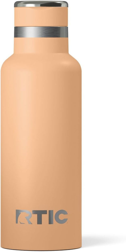 RTIC 16oz Journey Water Bottle Ceramic Lined Metal Stainless Steel Vacuum Insulated, BPA Free, Reusable, for Water, Hot and Cold Drinks, Travel, Sports, Camping, Peach Tea