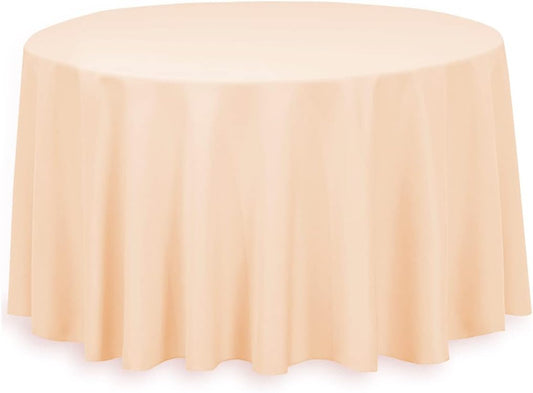 Linenlanding 120" Inch Round Polyester Tablecloths for Circular Table Cover for Wedding, Buffet Table, Parties, Holiday Dinner (1, Peach)