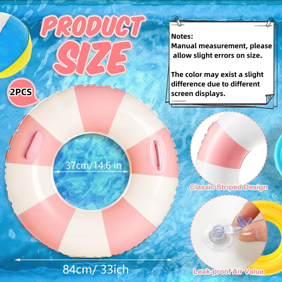 2 PCS Inflatable Pool Floats for Swimming Pool Party Lake Beach Adults - Floaties Pool Tubes Swim Rings Tubes Floaties for Beach Pool Party Decorations