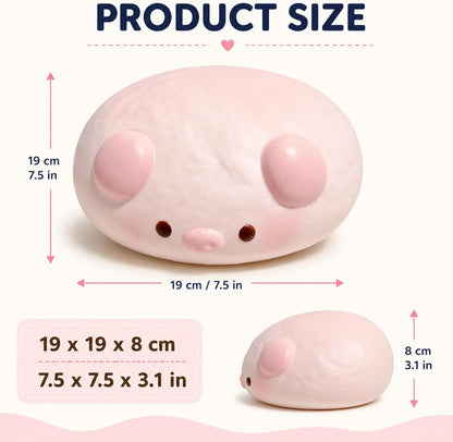 Jumbo Pig Squishy Toy, Slow Rising Soft PU Foam Stress Relief for Adults, Giant Animal Squeeze Fidget for Anxiety, Focus Desk Decor (pi g)