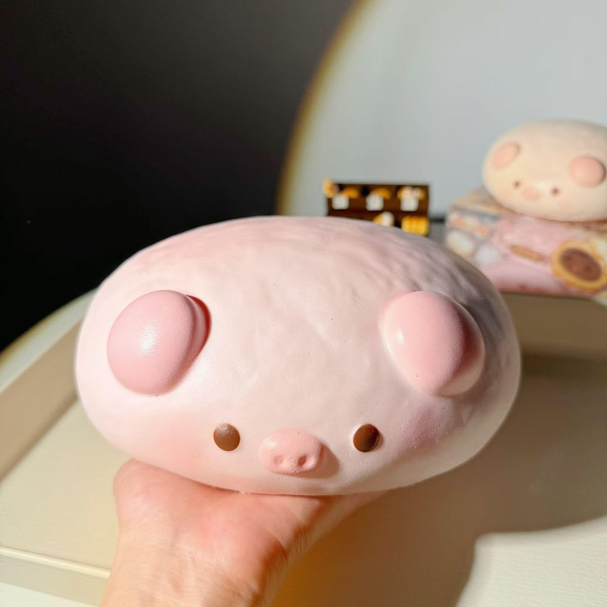 Jumbo Pig Squishy Toy, Slow Rising Soft PU Foam Stress Relief for Adults, Giant Animal Squeeze Fidget for Anxiety, Focus Desk Decor (pi g)