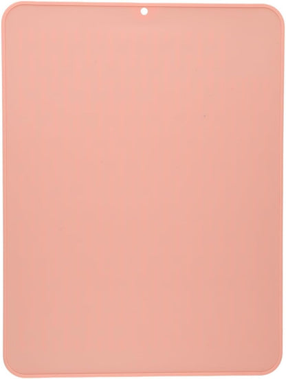 Silicone Dish Drying Mat for Kitchen Counter, Non-Slip Sink Liner with Raised Stripes, Heat Resistant & Easy to Clean, Large 15.75x11.81 Inch Draining Pad(Pink)