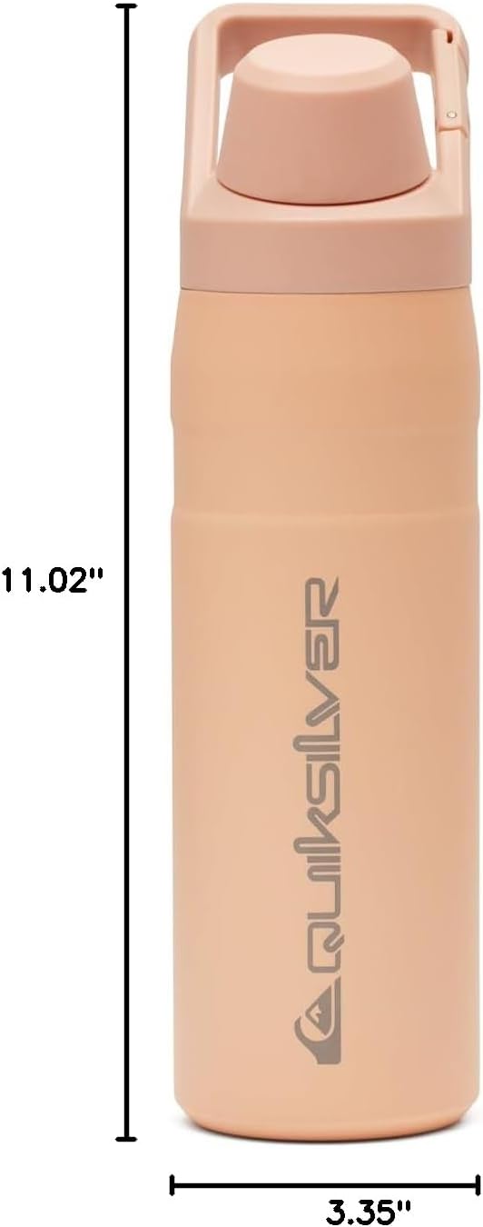 Quiksilver 24oz Stainless Steel Water Bottle, Wide Mouth Insulated Tumbler with Carabiner Hook, 18/8 Steel, 24hr Cold, BPA Free Reusable Bottle for Men, Women (Peach Parfait, 24oz)
