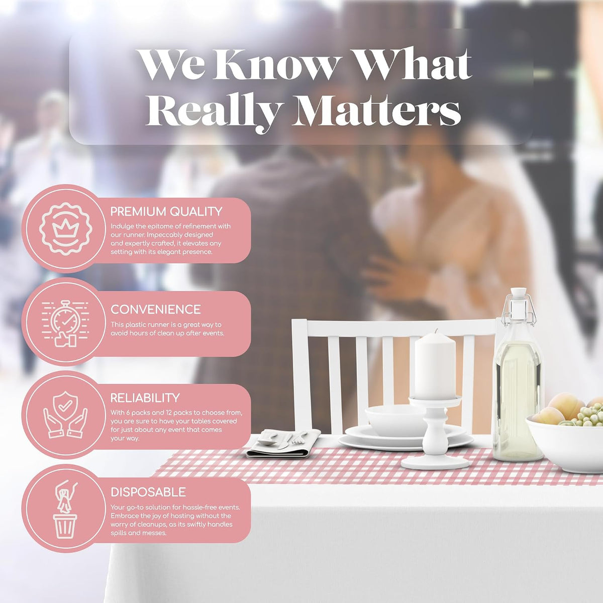 Disposable Table Runner for Parties 6 Pack (14 x 108 Inch)