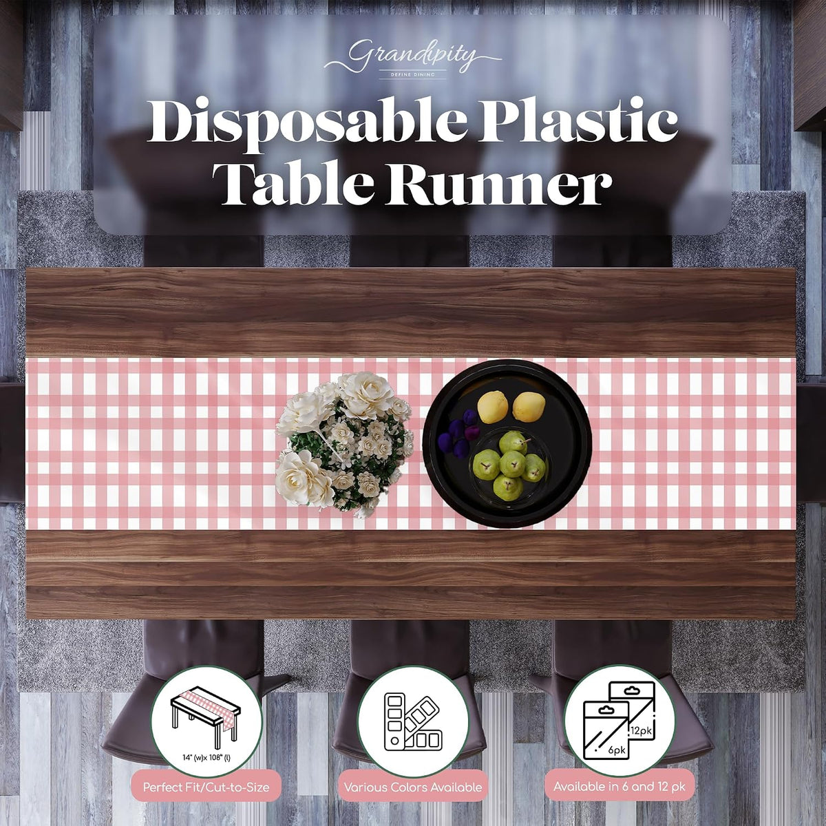 Disposable Table Runner for Parties 6 Pack (14 x 108 Inch)