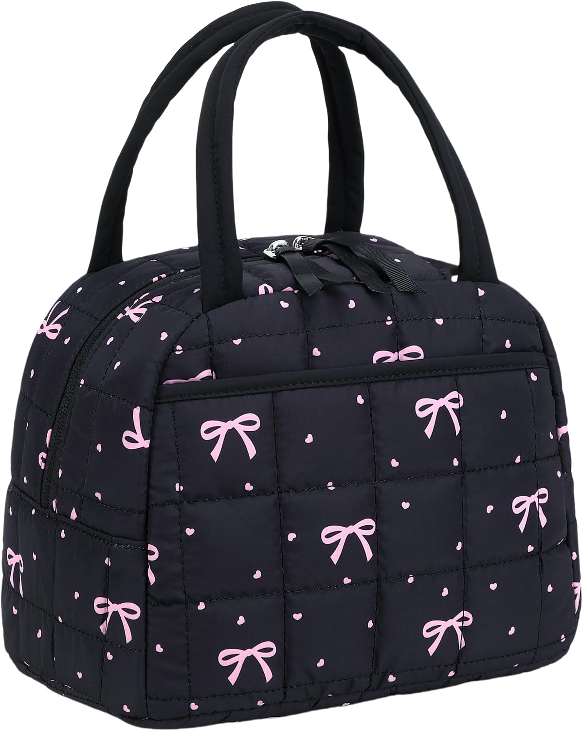 Lunch Box for Women Men Cute Corduroy Lunch Bags Large Capacity Insulated Lunch Tote Bag For Work Travel Or Picnic (Pink Bow)