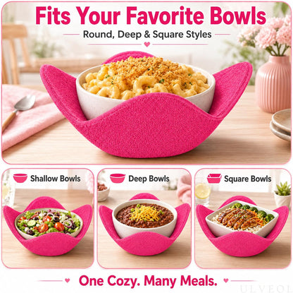 Set 2X Pink 7" sq. x 4" H Inch Microwave Bowl Cloth Hot Pads Pot Holders Polyester Microwavable Bowl Cozies for Food, Ooma, Ramen Bowls Cozy or Soup Koozie, Good Kitchen Accessories, Gadgets