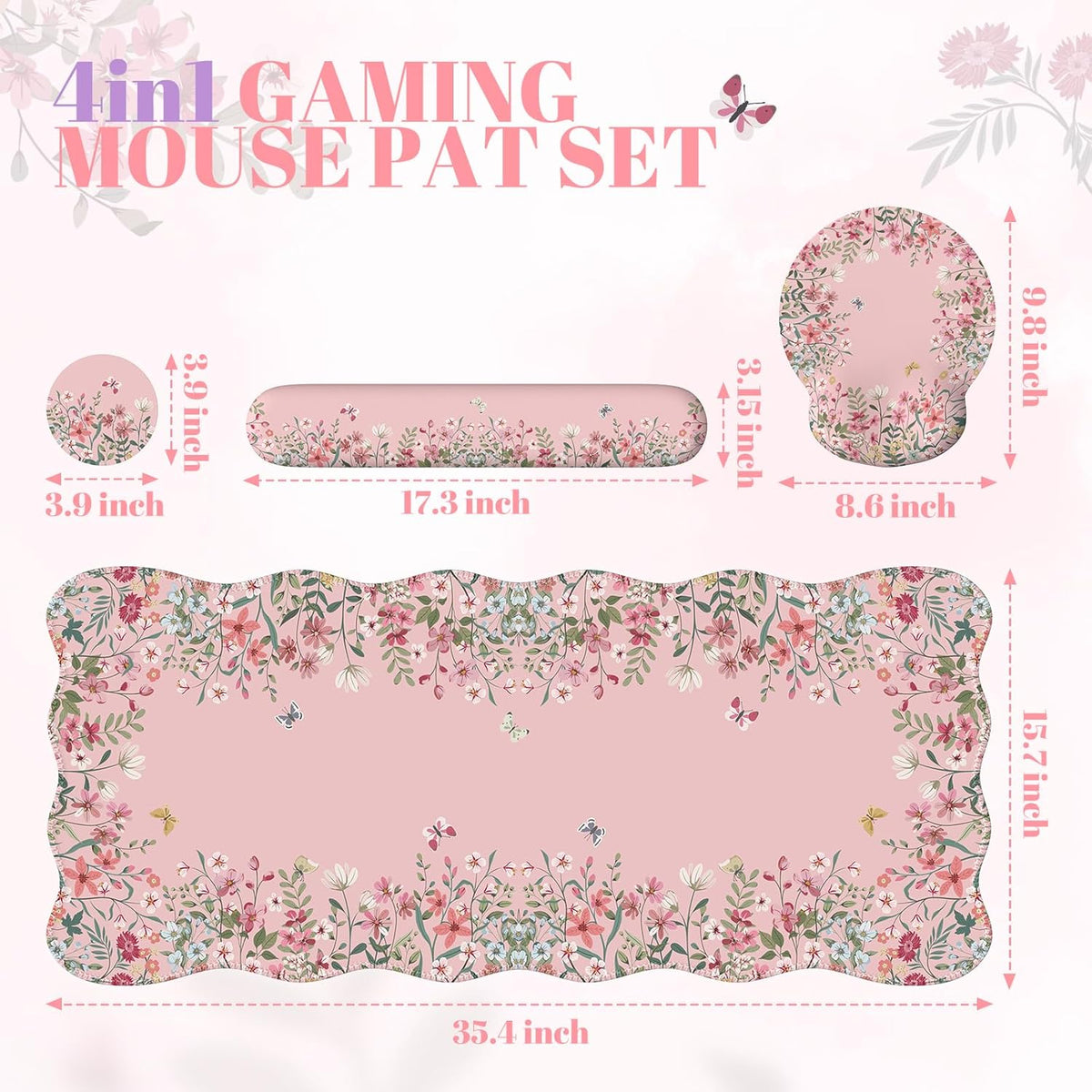 Pink Keyboard Mat 35.4"x15.7", Desk Protector for Classroom