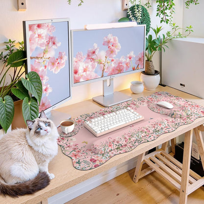 Pink Keyboard Mat 35.4"x15.7", Desk Protector for Classroom