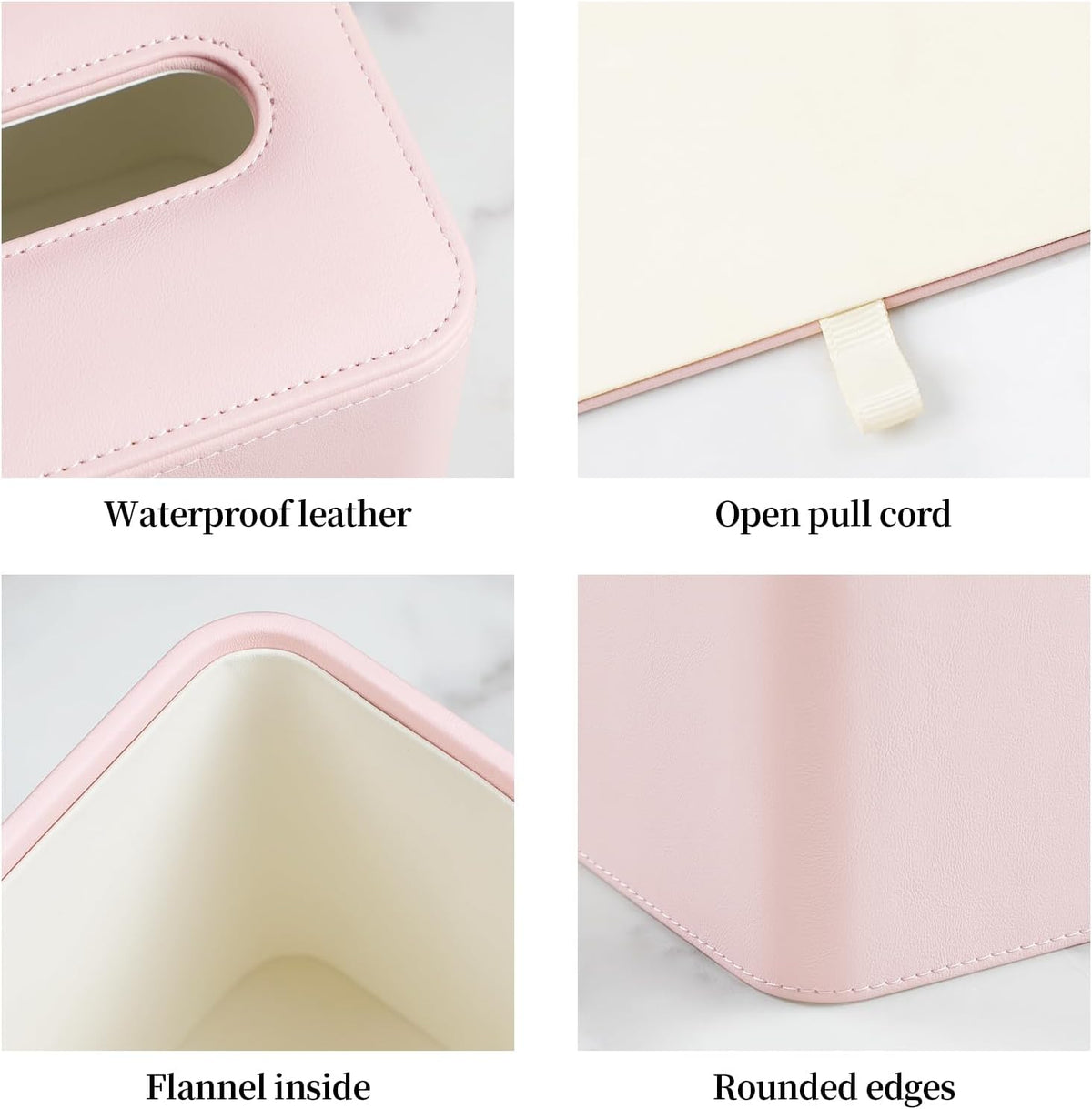 PU Leather Tissue Box Cover Square Tissue Box Holder, Pink