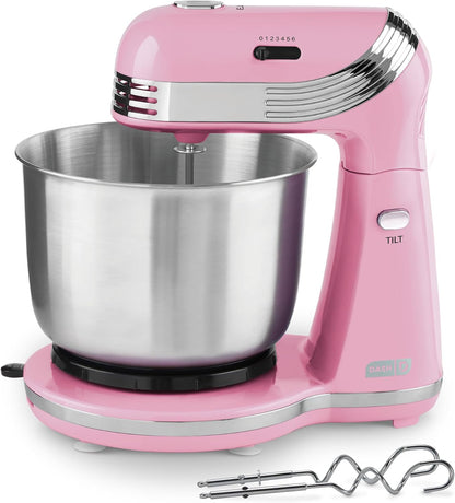 Everyday Stand Mixer - Compact Tilt-Head Stand Mixer for Everyday Recipes - 6-Speed Power with Stainless Steel Bowl - Pink, 3-Quart