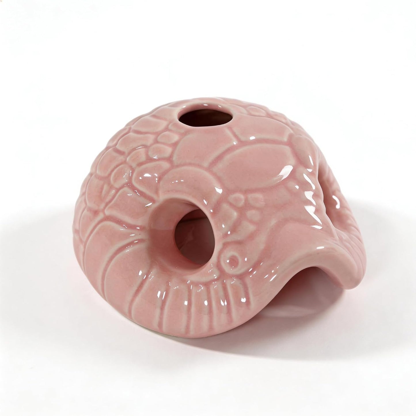 Snake Head Reptile Hide Cave, Small Ceramic Gecko Hideout with Water Reservoir, Mini Terrarium Decor for Juvenile Snake, Lizard, Frog, Small Reptile Enclosure Accessories, Pink