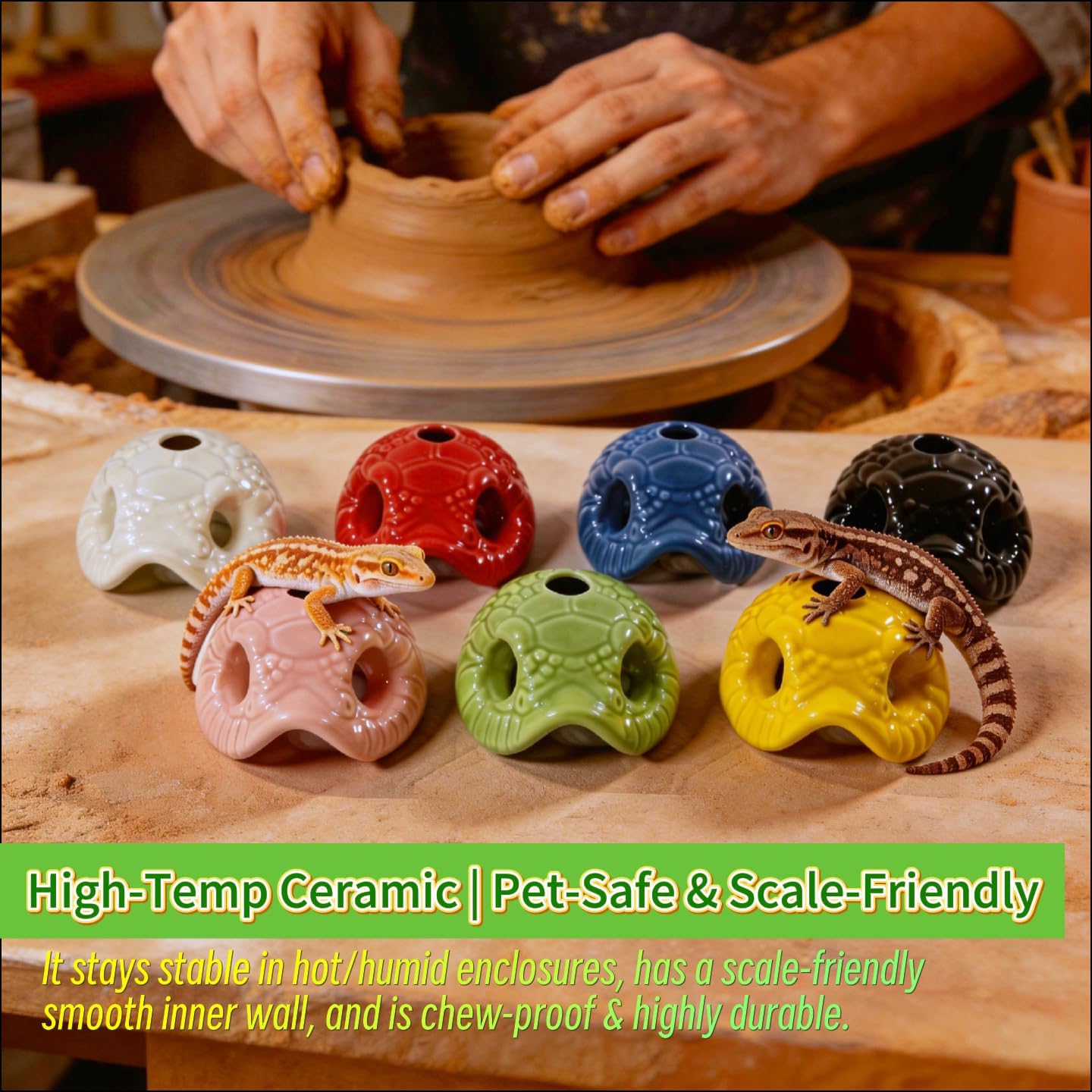 Snake Head Reptile Hide Cave, Small Ceramic Gecko Hideout with Water Reservoir, Mini Terrarium Decor for Juvenile Snake, Lizard, Frog, Small Reptile Enclosure Accessories, Pink