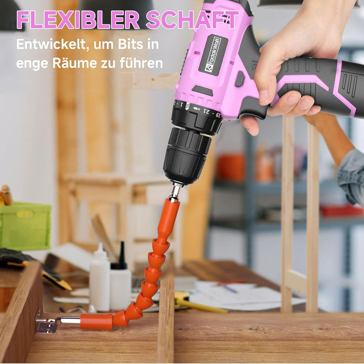 Cordless Drill Set, 12V Power Drill Set with Battery and Charger, 3/8'' Keyless Chuck, 21+1 Torque Setting, 180 inch-lbs, Pink Electric Drill for Women's Garden DIY Projects（Pink)