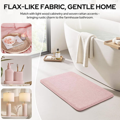 Memory Foam Bathroom Rugs Set of 2, Pink 24"x17"+32"x20"
