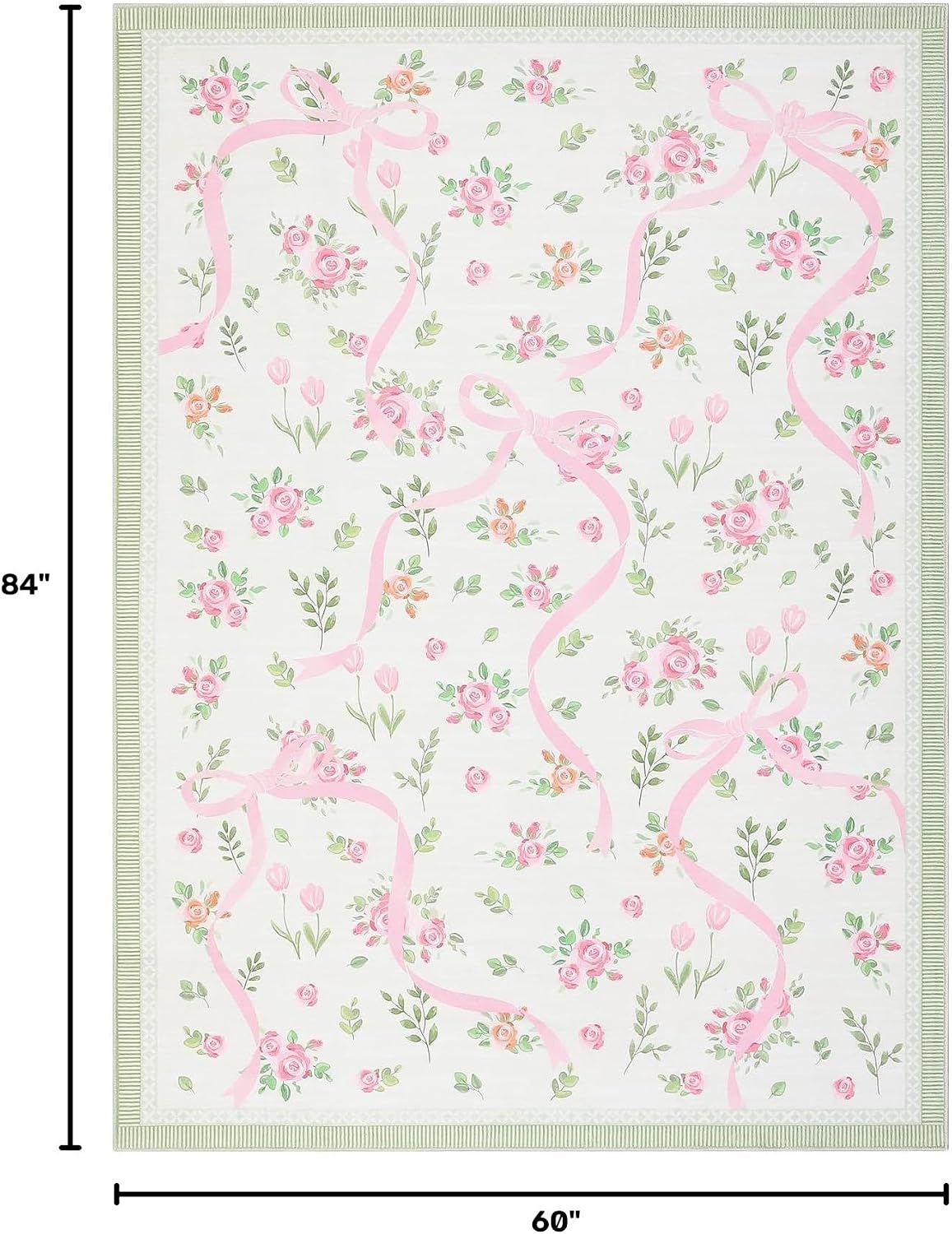 Pink and Green Rugs for Bedroom Girls, 5x7 Rug for Living Room