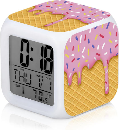 Baseball Ice Cream Drip Alarm Clock for Baseball Lovers Birthday Gift, Pink