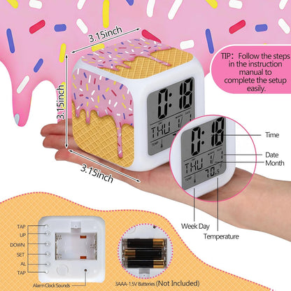Baseball Ice Cream Drip Alarm Clock for Baseball Lovers Birthday Gift, Pink