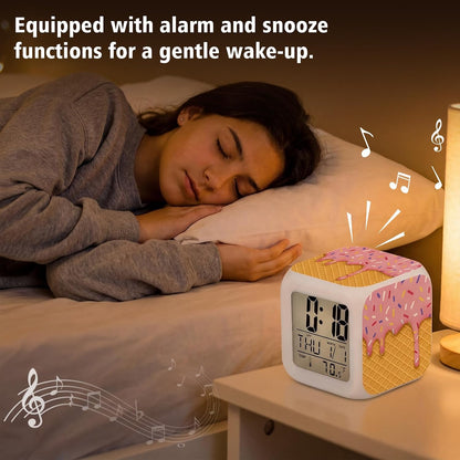 Baseball Ice Cream Drip Alarm Clock for Baseball Lovers Birthday Gift, Pink