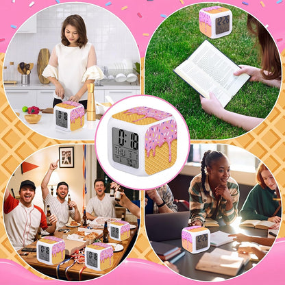 Baseball Ice Cream Drip Alarm Clock for Baseball Lovers Birthday Gift, Pink