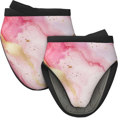 Mini Oven Mitts Pastel Light Pink Marble Oven Mitt 2-Pack Set Silicone Grip Kitchen Gloves Heat Resistant 5.9”x5.9” Hanging Loop Mittens for Cooking Baking BBQ