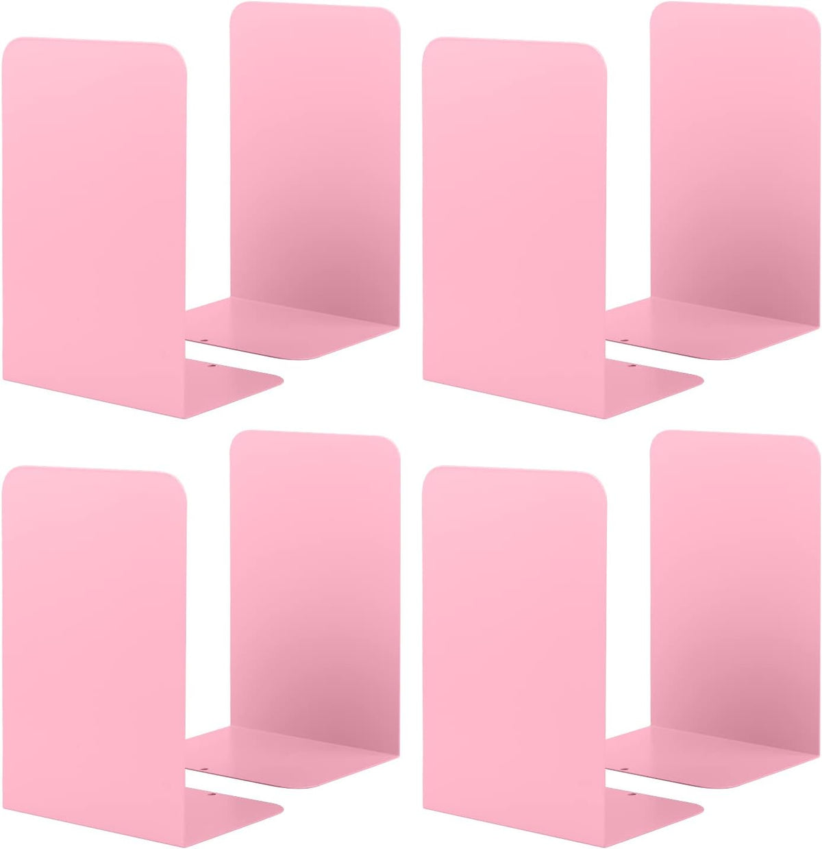 Book Ends, Bookends for Shelves, Home, Office, Metal Book Stopper for Books, Metal Bookend Supports, Modern Minimalist Style Decorative Bookend, Pink (4Pair/8Pcs)