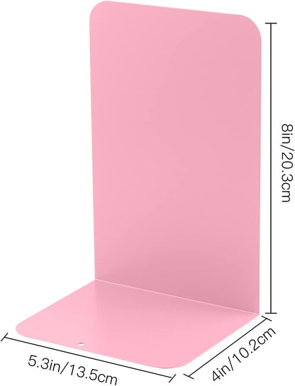 Book Ends, Bookends for Shelves, Home, Office, Metal Book Stopper for Books, Metal Bookend Supports, Modern Minimalist Style Decorative Bookend, Pink (4Pair/8Pcs)