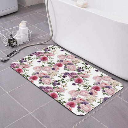 Bathroom Rugs-Pink Rose Pattern, Non Slip Quick Dry Machine Washable Comfortable Bath Mat for Bathroom Floor Tub and Shower
