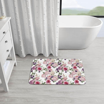 Bathroom Rugs-Pink Rose Pattern, Non Slip Quick Dry Machine Washable Comfortable Bath Mat for Bathroom Floor Tub and Shower